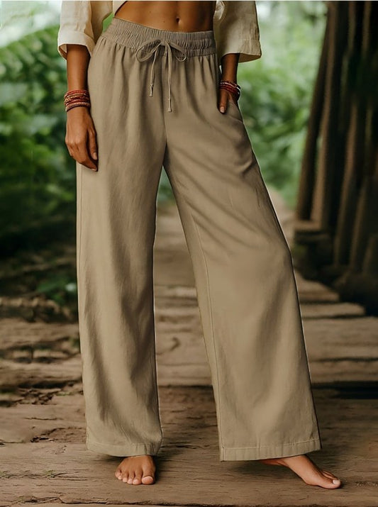 Women Plain Long Pants Vintage Spring/Fall Trousers
