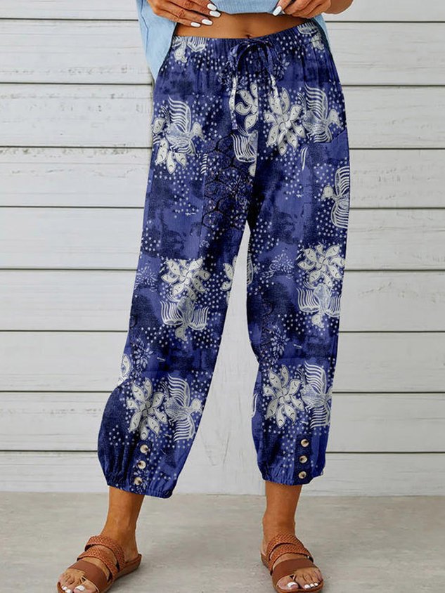 Women Floral Ankle Pants Pants Casual Spring/Fall Trousers