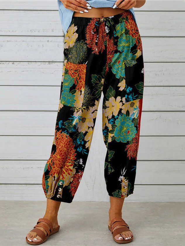 Women Floral Ankle Pants Pants Casual Spring/Fall Trousers
