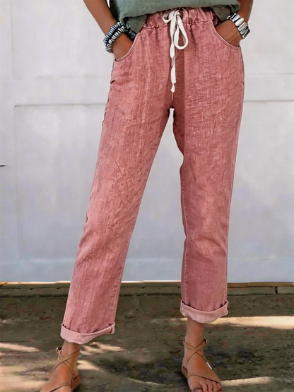 Women Faux Denim Print Graphic Long Pants Vintage Spring/Fall Trousers