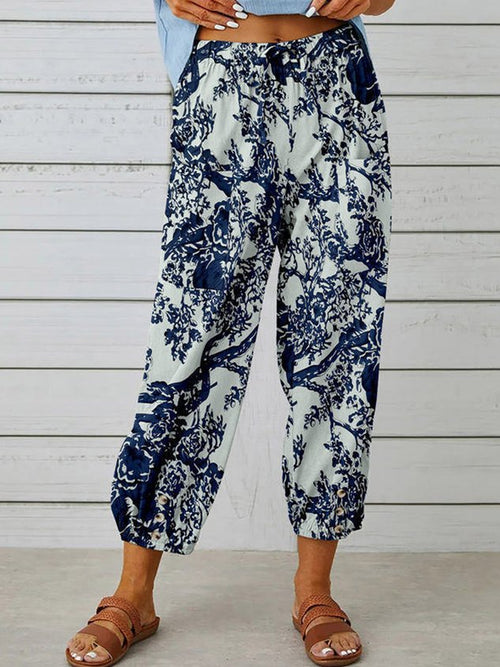 Women Floral Ankle Pants Pants Casual Spring/Fall Trousers