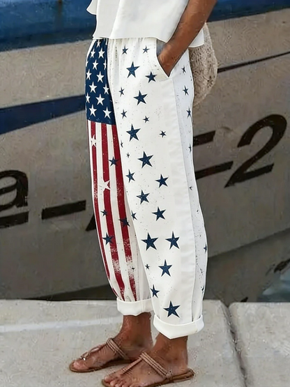 Women Independence Day (Flag) Long Pants Casual Spring/Fall Trousers