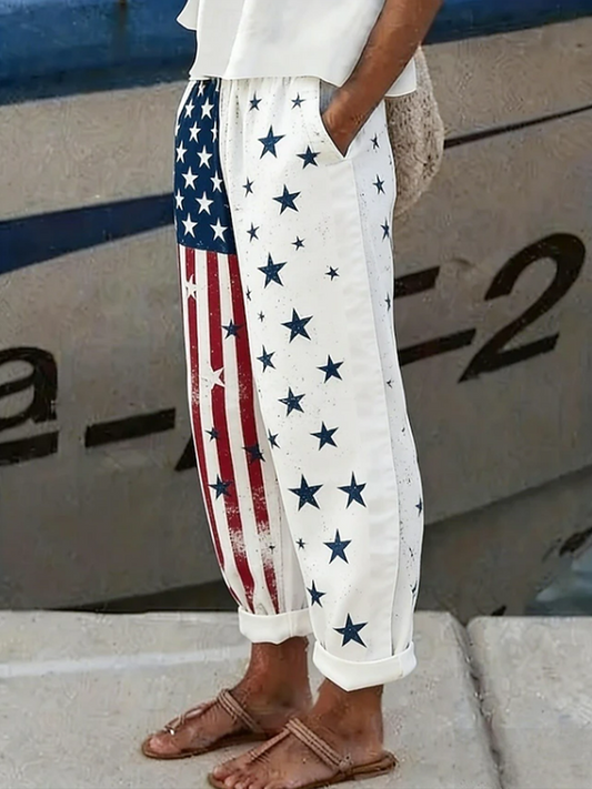 Women Independence Day (Flag) Long Pants Casual Spring/Fall Trousers