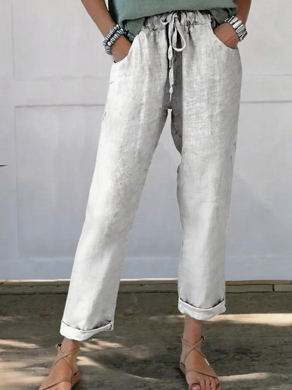 Women Faux Denim Print Graphic Long Pants Vintage Spring/Fall Trousers
