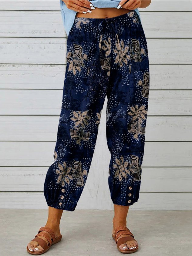 Women Floral Ankle Pants Pants Casual Spring/Fall Trousers