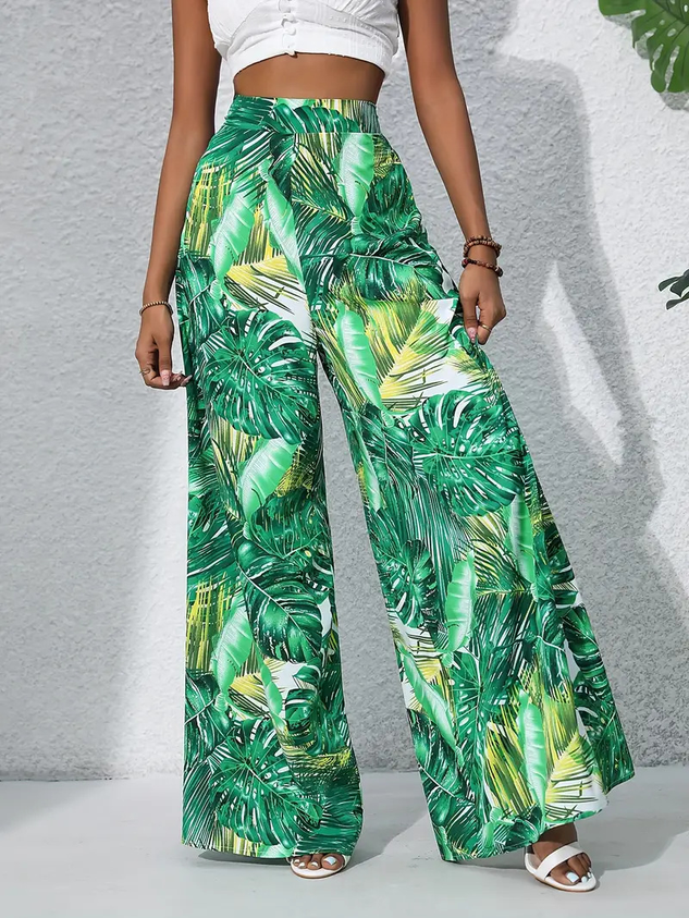 Women Leaf Long Pants Casual Spring/Fall Trousers
