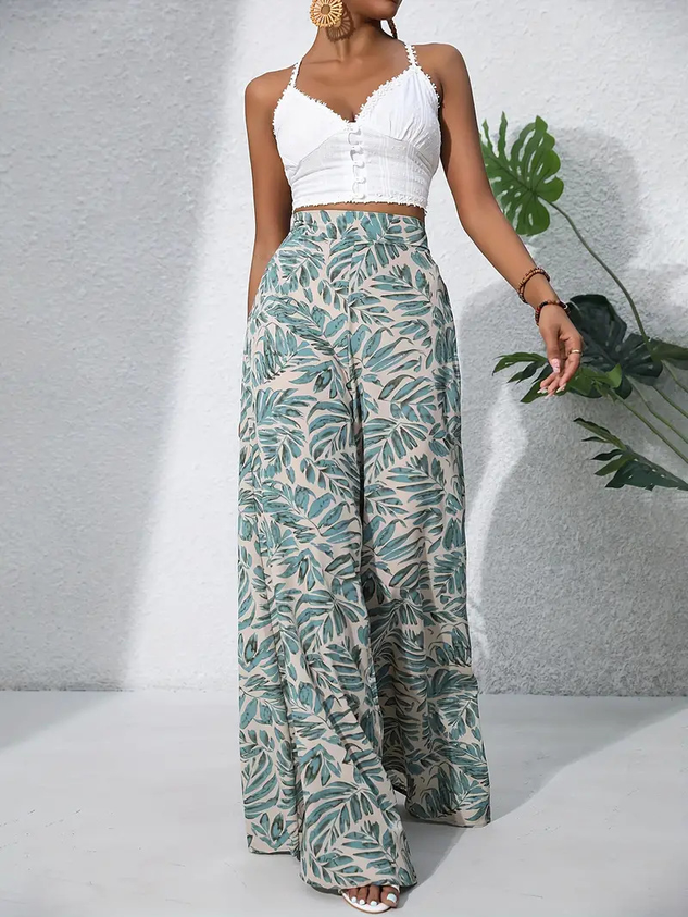 Women Leaf Long Pants Casual Spring/Fall Trousers