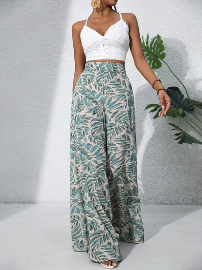 Women Leaf Long Pants Casual Spring/Fall Trousers