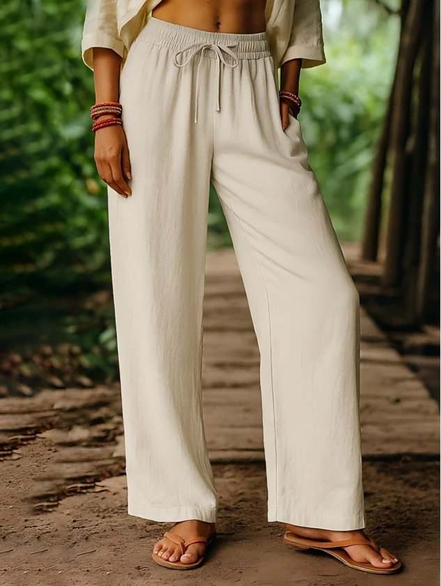 Women Plain Long Pants Vintage Spring/Fall Trousers