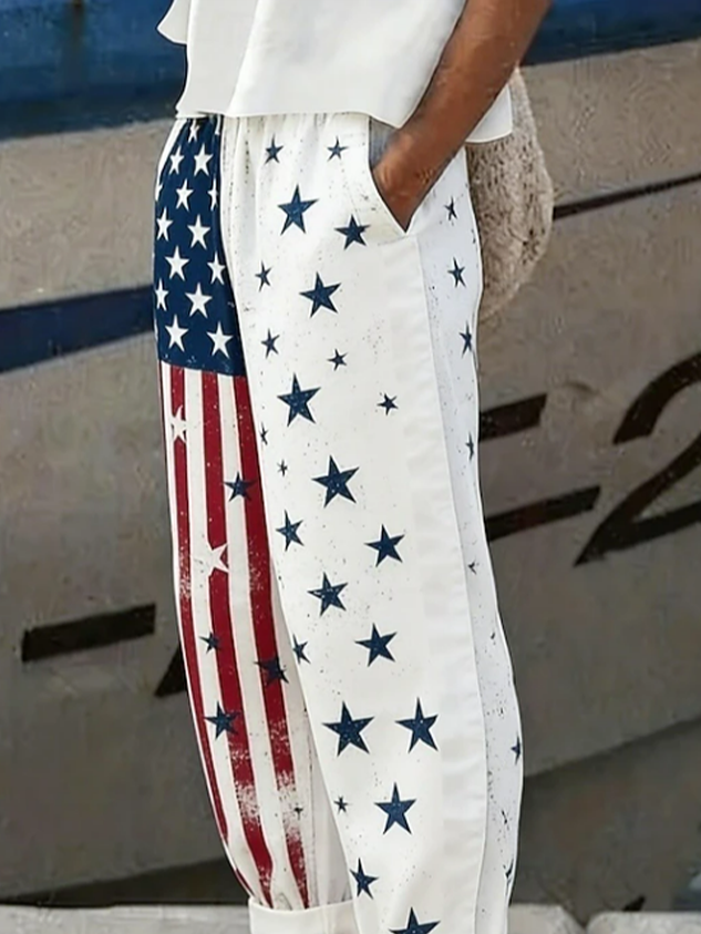 Women Independence Day (Flag) Long Pants Casual Spring/Fall Trousers