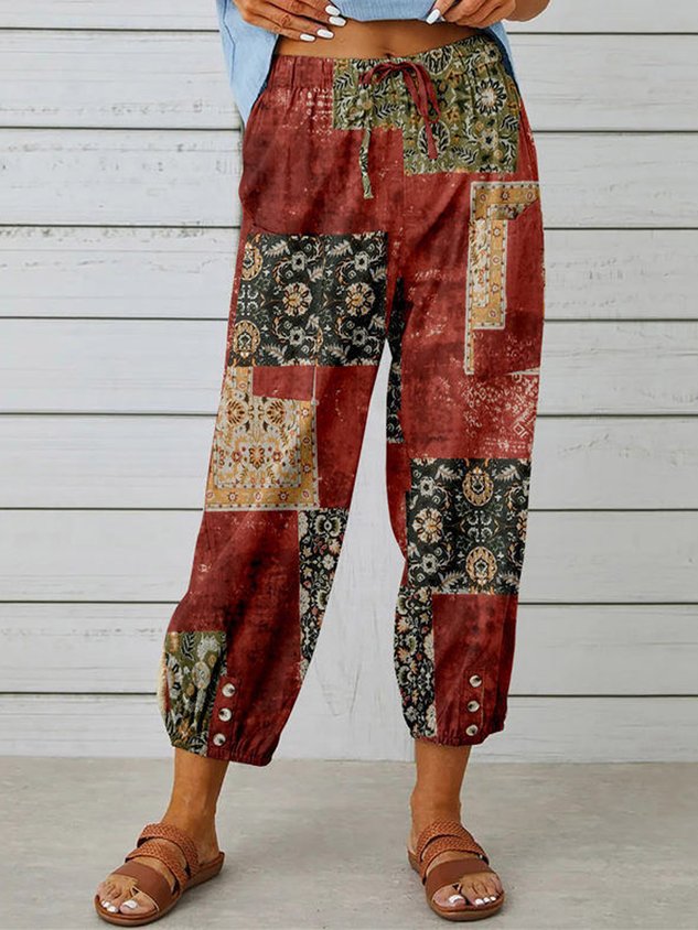 Women Floral Ankle Pants Pants Casual Spring/Fall Trousers